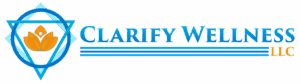 White background with light blue text: Clarify Wellness. Logo to left, blue and yellow